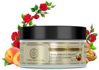 Скраб для лица Роза и Абрикосовая косточка (Exfoliating Facial Scrub Rose, Apricot & Walnut), Khadi, 50г 