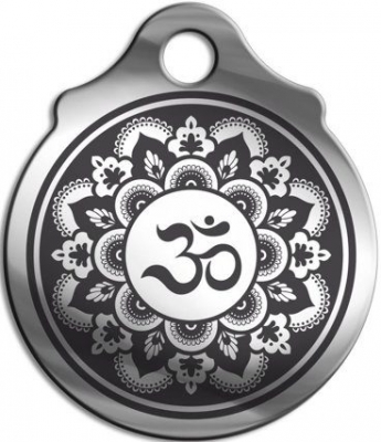 Амулет Священный символ ОМ металл 3см на шнуре