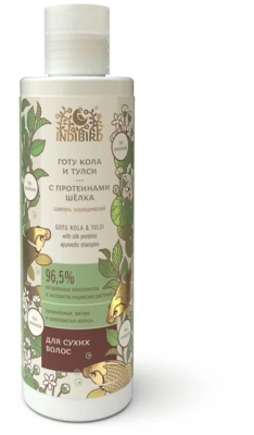 Готу кола и Тулси, шампунь аюрведический, без сульфатов (Gotu Kola Tulsi Ayurvedic shampoo), Indibird, 250мл 