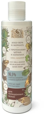 Алое Вера и Моринга, шампунь аюрведический, без сульфатов (Aloe Vera Moringa Ayurvedic shampoo), Indibird, 250 мл  