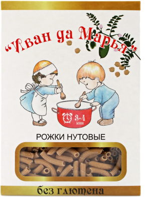 Макароны рожки нутовые (без глютена), Иван да Марья, 400 г