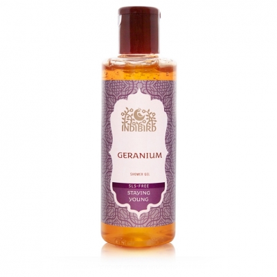 Герань, гель для душа, без сульфатов (Geranium Shower Gel SLS-free), Indibird, 200мл