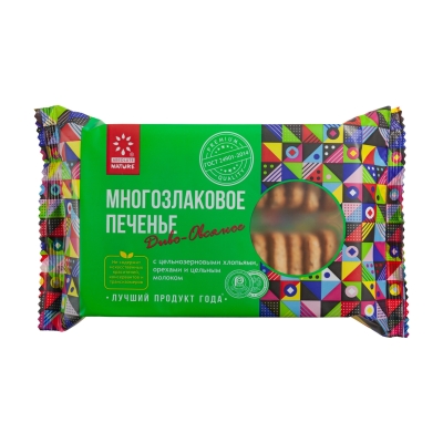 Печенье многозлаковое Диво-Овсяное с хлопьями, орехами и молоком, Absolute Nature, 230 гр.