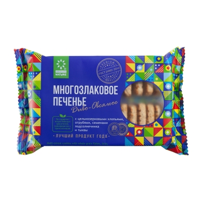 Печенье многозлаковое Диво-Овсяное с хлопьями, отрубями, семенами подсолнечника и тыквы, Absolute Nature, 210 г