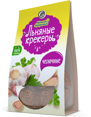 Крекеры льняные с чесноком, Компас Здоровья, 50г 