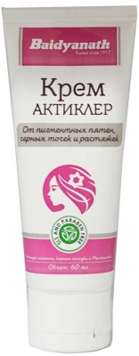 Крем Актиклер от пигментных пятен, черных точек и растяжек (Acticlear Cream) Baidyanath, 60мл