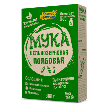 Мука цельнозерновая Полбовая, Компас Здоровья, 300г