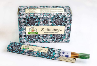 Благовония Белый Шалфей (White Sage, natural masala incense), Namaste India, 15 г