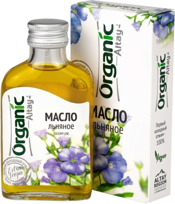 Масло льняное, нерафинированное сыродавленное, Altay Organic, 100/250/500 мл